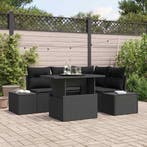 vidaXL Tuin Sofa Set met kussen met opslag 5 pcs Zwart poly, Tuin en Terras, Tuinsets en Loungesets, Verzenden, Nieuw, Rotan, 5 zitplaatsen
