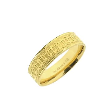 24 Karaat gouden Byzantijnse band ring, 18 tot 19, Gebruikt, Ophalen of Verzenden, Dame