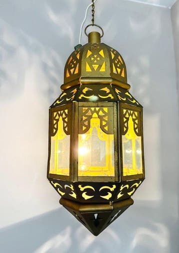 Plafondlamp - Glas, Metaal - lantaarn