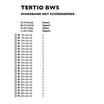Functionals Tertio BWS wandbank met schoenenrek, Verzenden, Nieuw in verpakking