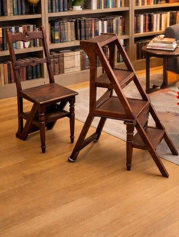 Coppia di Sedie da Biblioteca Metamorfiche in Noce –