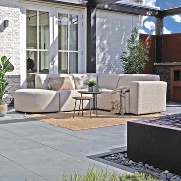 *WOONWINKEL* Tuin Hoekbank All-weather Stof Met Ronde Hocker, Tuin en Terras, Tuinsets en Loungesets, Verzenden, Nieuw