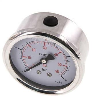 0..4 Bar Glycerine Manometer Achteraansluiting RVS/Messing, Verzenden, Nieuw