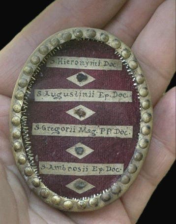 Reliekhouder - Brons, Glas, Textiel - 1850-1900 - Heilige