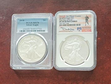 Verenigde Staten. 1 Dollar 2018, 2 x Silver Eagle Graded