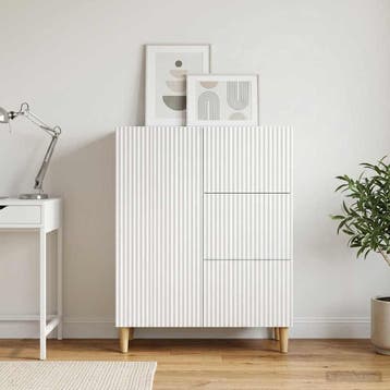 vidaXL Dressoir Wit 66 x 34,5 x 90 cm Bewerkt hout, Huis en Inrichting, Kasten | Dressoirs, Verzenden, Nieuw, Overige houtsoorten