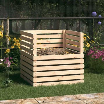 vidaXL Compostbak 80x80x78 cm massief grenenhout, Tuin en Terras, Verzenden, Nieuw