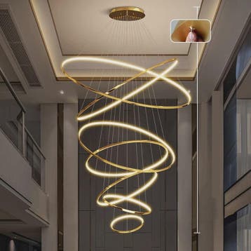 Luxe LED Trappenhuis Hanglamp - Moderne Ring Kroonluchter vo, Verzenden, Nieuw