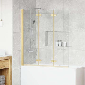 vidaXL Opvouwbare Douchewand Goud 130 x 138 cm ESG-glas en, Verzenden, Nieuw