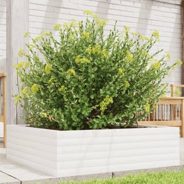 vidaXL Plantenbak 80x80x23 cm massief grenenhout wit, Minder dan 30 cm, Verzenden, Nieuw, 60 tot 100 cm