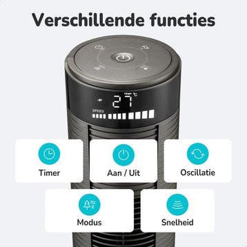 2dekans | Bloomfold Toren Ventilator - 38 inches - Grijs -, Ophalen of Verzenden, Zo goed als nieuw