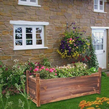 Stevige Houten Rechthoekige Bloembak Verhoogd Bed - 90cm, Tuin en Terras, Bloempotten, Verzenden, Nieuw