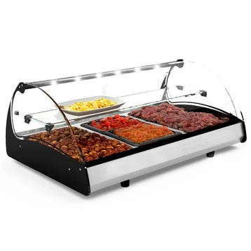 Verwarmde Tapasvitrine | SPLENDID | Zwart/RVS | 3x 1/1 GN |, Verzenden, Nieuw in verpakking