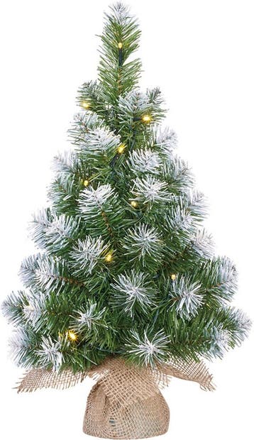 Kunst kerstboom/kunstboom in jute zak met verlichting en, Ophalen of Verzenden, Zo goed als nieuw