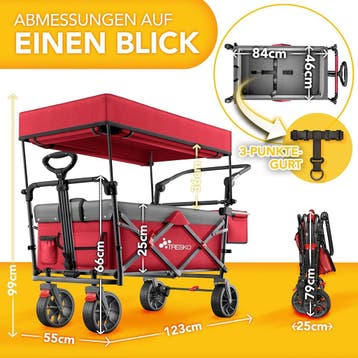 Bolderkar - Opvouwbaar - Bolderwagen  - Rood - TRESKO®, Verzenden, Zo goed als nieuw