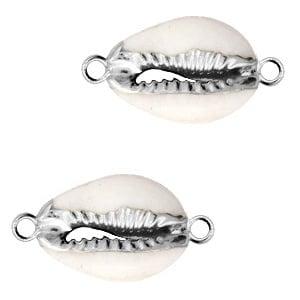 Schelp kralen tussenstuk specials Kauri Cream white-silve..., Ophalen of Verzenden, Nieuw, Tussenstuk of Tussenkraal