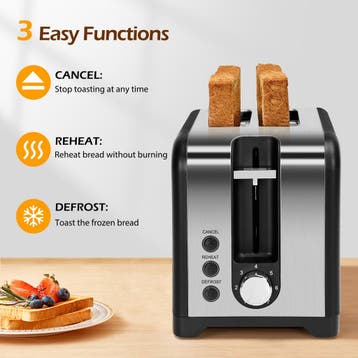 Broodrooster - Toaster - 2 sleuven - 930W - Zwart - Taylow S, Verzenden, Zo goed als nieuw