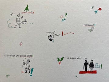 Tintin - 1 Nieuwjaarskaart 1971 ondertekend door Hergé, Nieuw