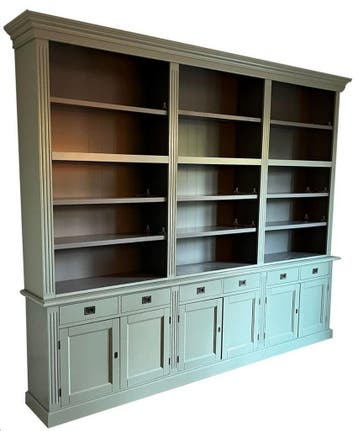 Boekenkast Engels groen - grijs Brummen 300 x 240cm, Ophalen of Verzenden, Nieuw