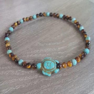 Handgemaakte Schildpad Turquoise & Tijgeroog Anklet voor Dam, Verzenden, Nieuw