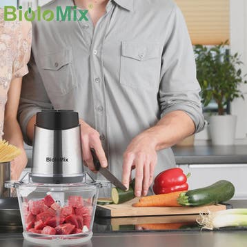 BioloMix 1.8L Glazen Foodprocessor & Gehaktmolen - Krachtig,, Verzenden, Nieuw in verpakking