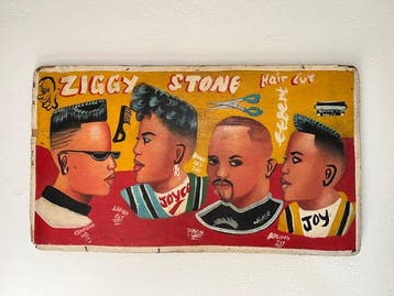 Origineel Ghana Barbiersbord - met de hand geschilderd -
