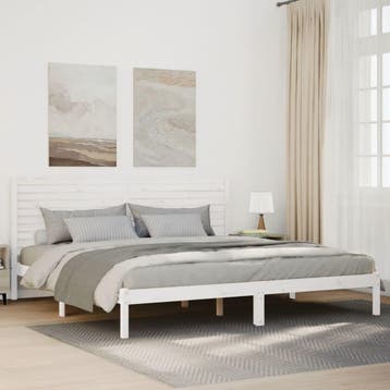 vidaXL Bedframe extra lang zonder matras massief hout wit, Eenpersoons, Verzenden, Wit, Nieuw