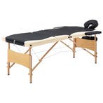 vidaXL Massagetafel inklapbaar 3 zones hout zwart en beige, Sport en Fitness, Massageproducten, Verzenden, Nieuw