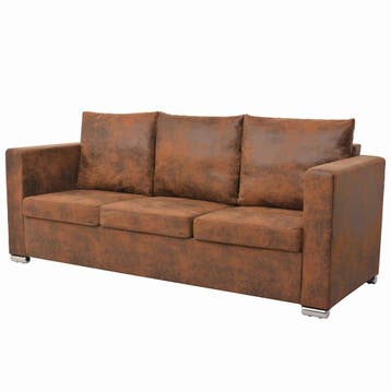vidaXL 3-zitsbank 191x73x82 cm kunst suède leer, Huis en Inrichting, Verzenden, Leer, Minder dan 150 cm, Driepersoons