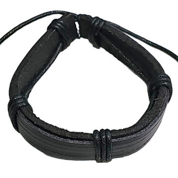 Fako Bijoux - Armband - Leder - Cinqo - Zwart, Verzenden, Nieuw