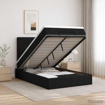 vidaXL Ottoman bed met matras met hoofdeinde Zwart 120 x 200, Verzenden, Nieuw, Twijfelaar, Zwart