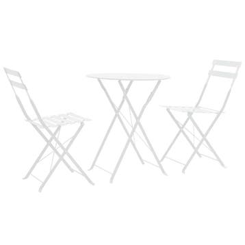 vidaXL 3-delige Bistroset staal wit, Verzenden, Nieuw, Rvs, 3 zitplaatsen