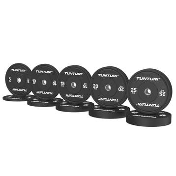 Tunturi Platinum Bumper Plate Black, 150kg, set, Verzenden, Nieuw