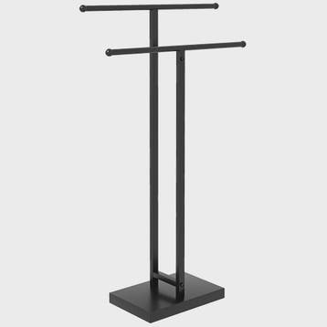 HOMCOM Handdoekhouder met 2 Niveaus - Zwart Metalen Staande, Verzenden, Nieuw