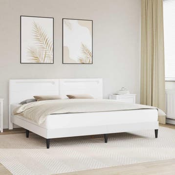 vidaXL Bedframe met LED-stripverlichting Wit 180 x 200 cm, Overige materialen, Verzenden, Wit, Nieuw
