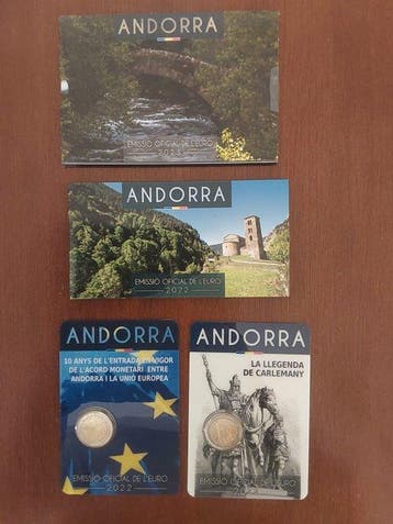 Andorra. 2 Euro / Coincard 2022/2023 (4 items) (Zonder, Postzegels en Munten