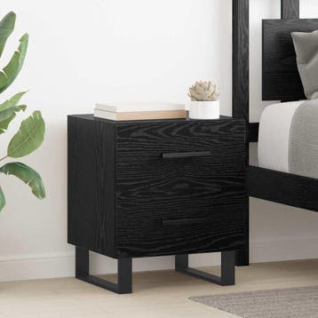 vidaXL Nachtkastje 2 st Zwart Eiken 40 x 35 x 47,5 cm, Minder dan 45 cm, Verzenden, Nieuw, Minder dan 55 cm