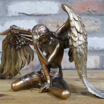 sculptuur, Steampunk Angel Sculpture – Bronze Effect Winged, Antiek en Kunst