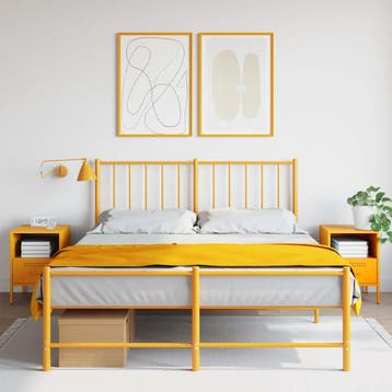 vidaXL Nachtkastjes 2 st 36x39x50,5 cm staal mosterdgeel, Verzenden, Nieuw, Metaal of Aluminium