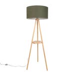 Vloerlamp hout tripod met groene kap 50cm - Lou, Verzenden, Nieuw, Hout, Scandinavisch