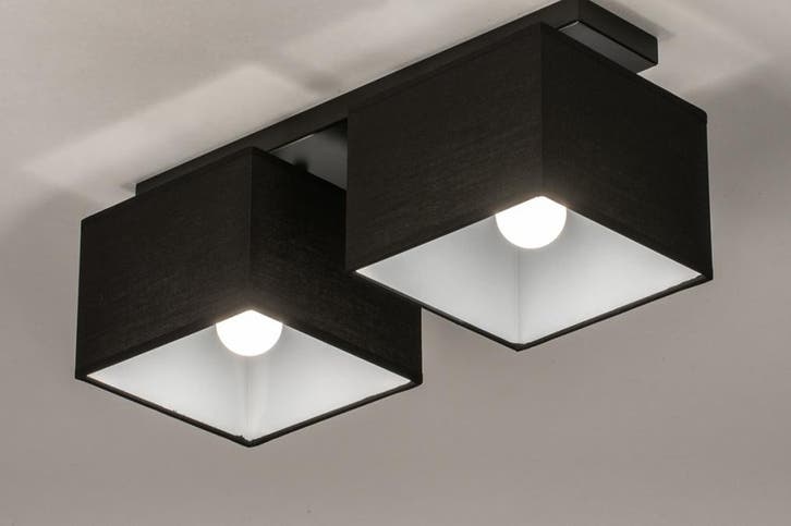 Rietveld Plafondlampen - Zwart - Stof, Metaal, Huis en Inrichting, Lampen | Plafondlampen, Verzenden