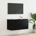 vidaXL Wandgemonteerde TV-kast Zwart eiken 80 x 34.5 x 40 cm, Minder dan 50 cm, Verzenden, Nieuw, Minder dan 100 cm