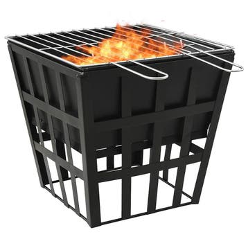 vidaXL Vuurplaats en barbecue 2-in-1 34x34x48 cm staal, Verzenden, Nieuw