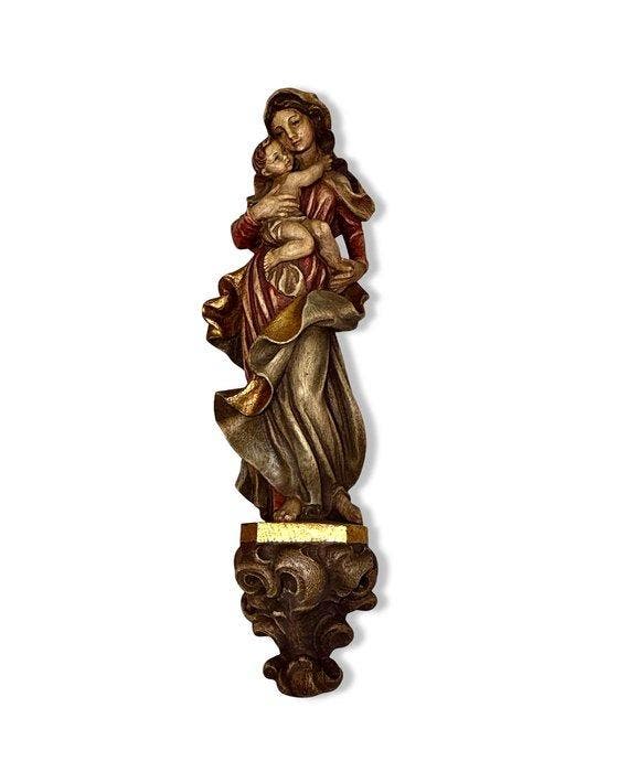 sculptuur, Madonna mit kind - Handgeschnitzt & Handbemalt -, Antiek en Kunst, Antiek | Boeken en Bijbels