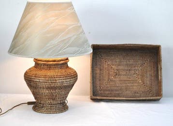 Tafellamp (2) - Rattan