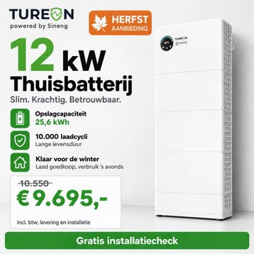 Tureon thuisbatterij 25,6 kWh 3-fase incl. installatie, Verzenden, Nieuw, Compleet systeem, 200 wattpiek of meer