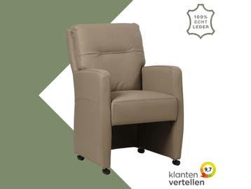 Leren eetkamerstoel Sharp - Hermes Mocca (taupe/bruin) -, Eigentijds, Modern, Bruin, Nieuw, Leer