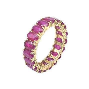 Eeuwigheidsring - 14 karaat Geel goud - 4.20ct. tw. Robijn