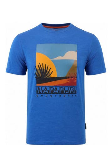 Napapijri T-shirt in maat M Blauw, Kleding | Heren, Verzenden, Zo goed als nieuw, Blauw, Napapijri