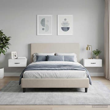 vidaXL Wandbeugel Bedkast 2 st Wit 49 x 34,5 x 20 cm Bewerkt, Huis en Inrichting, Minder dan 45 cm, Verzenden, Nieuw, Minder dan 55 cm